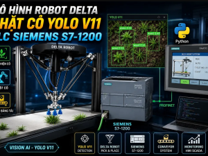 Mô Hình Robot Delta Nhặt Cỏ Yolo V11 PLC Simens S7 1200