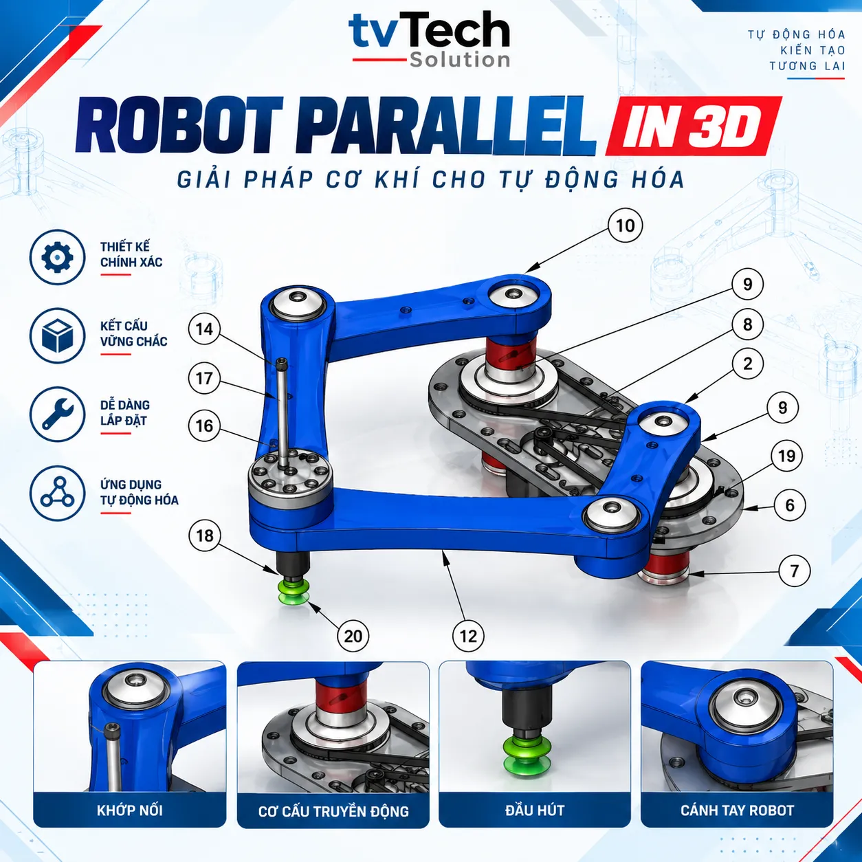 Phần cứng Robot Parallel In 3D Mô Hình Tự Động Hóa