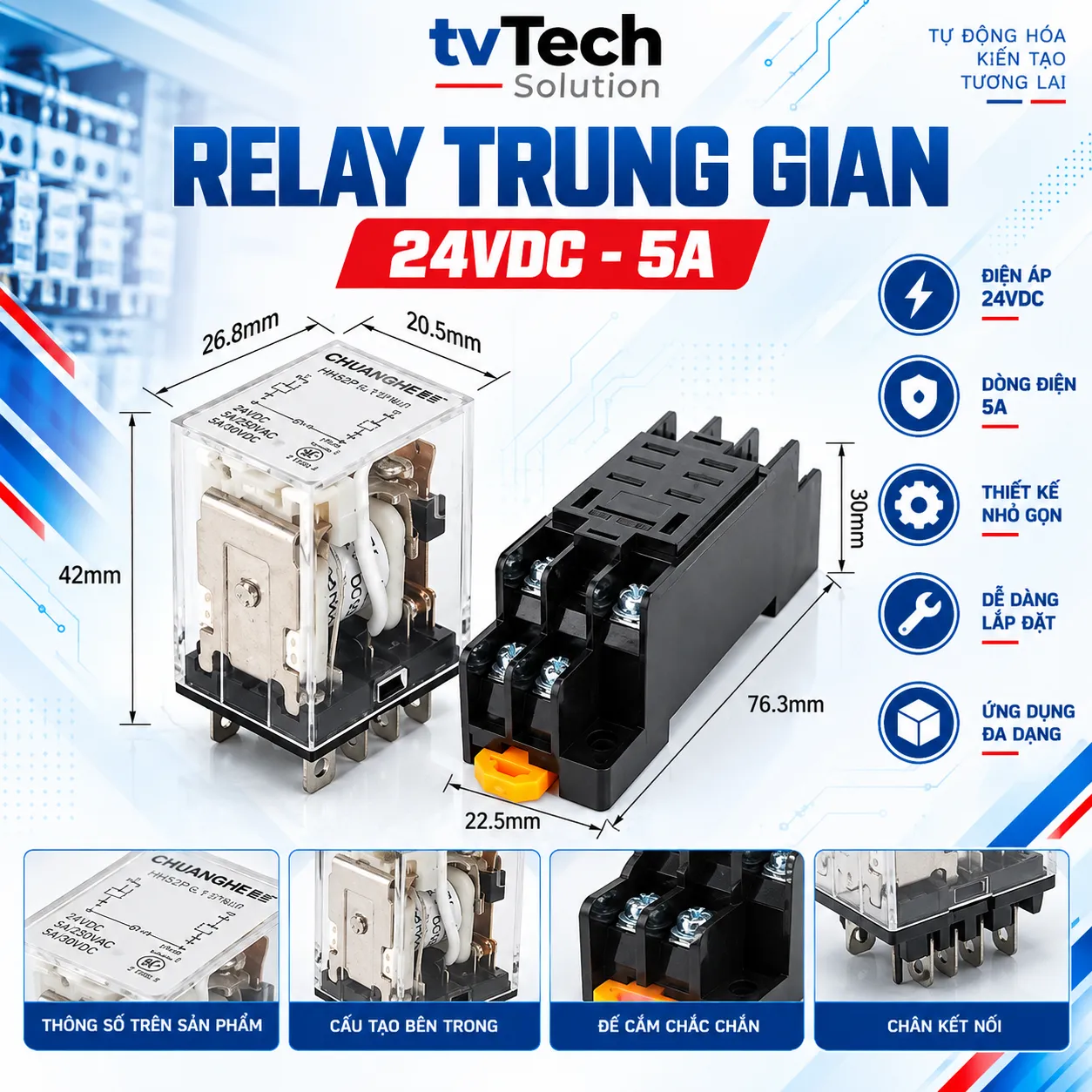 Relay Trung Gian 24V - 5A