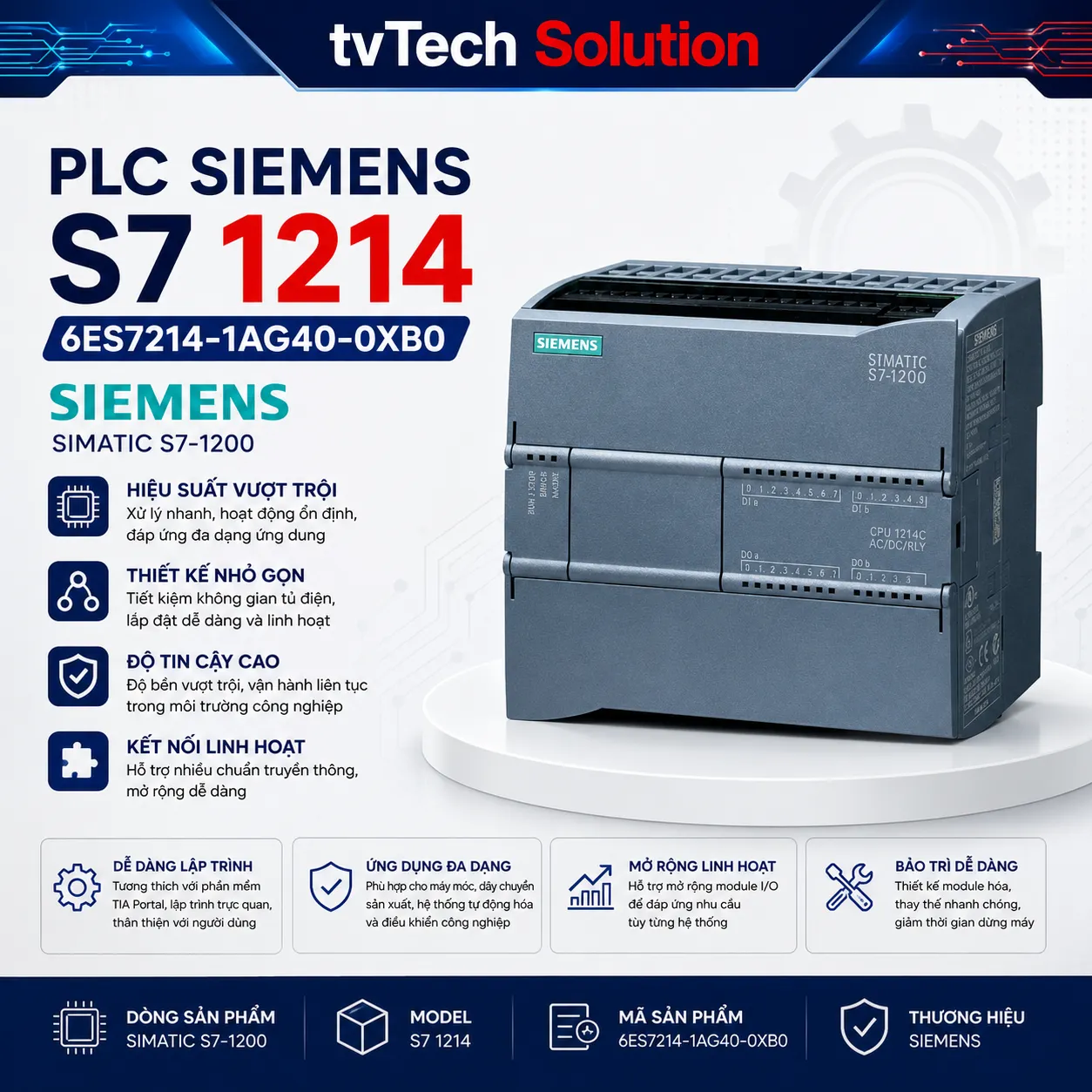 DỊCH VỤ THUÊ PLC Siemens S7-1200 CPU 1214C DC/DC/DC Like New