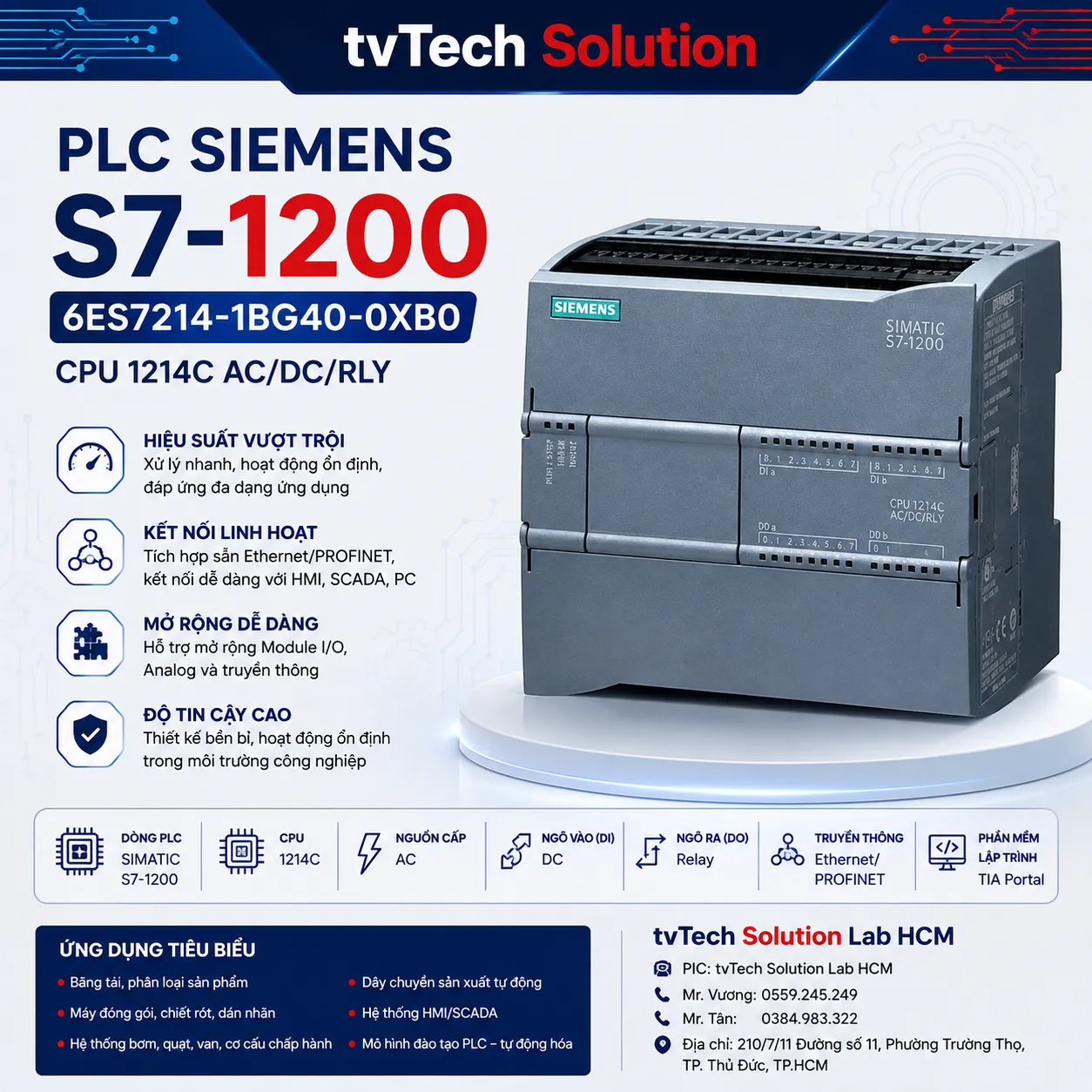 DỊCH VỤ THUÊ  PLC Siemens S7-1200 CPU 1214C AC/DC/RLY Like New