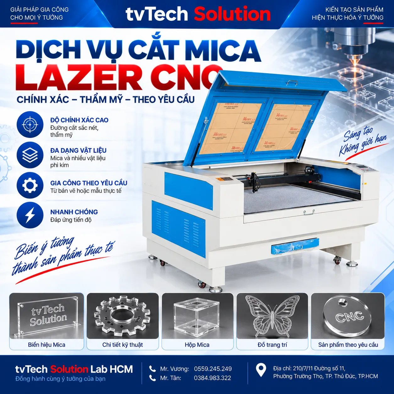 Dịch Vụ Cắt Mica Lazer CNC Chuyên Nghiệp · Giao Nhanh Toàn Quốc