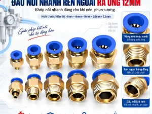 Đầu nối nhanh ren ngoài ra khớp nối nhanh dùng cho khí nén, phun sương