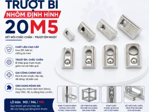 Trượt Bi Cho Nhôm Định Hình 2020, Kích Thước Lỗ M5 (20M5)